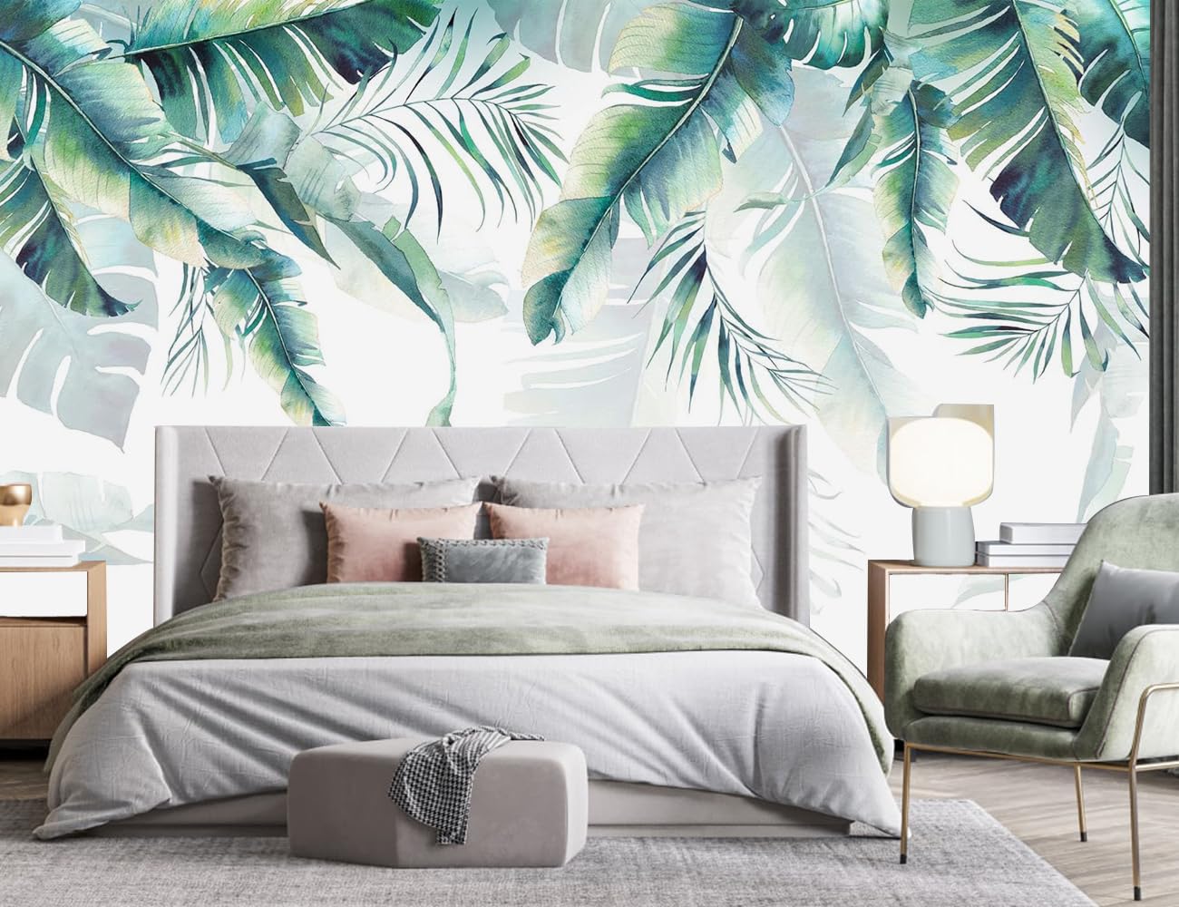 Papel pintado Panorámico Jungle 3d Seda, 410 x 280 cm Jungle Tropical - Papel pintado panorámico follaje grandes paredes póster para sala de estar, adulto habitación de los niños, estudio decoración