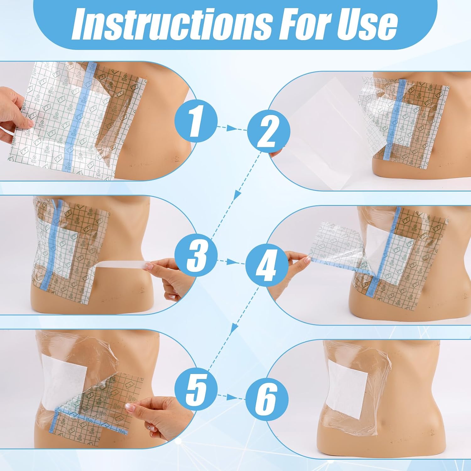 NQEUEPN 25pcs Waterproof Ostomy Shower Cover with Center Non-Stick Pad | 7.8x7.8in/20x20cm Shower Cover Shields for Man & Woman Shower Shield Wound Cover Ostomy Bag Protector for Bathing & Showering