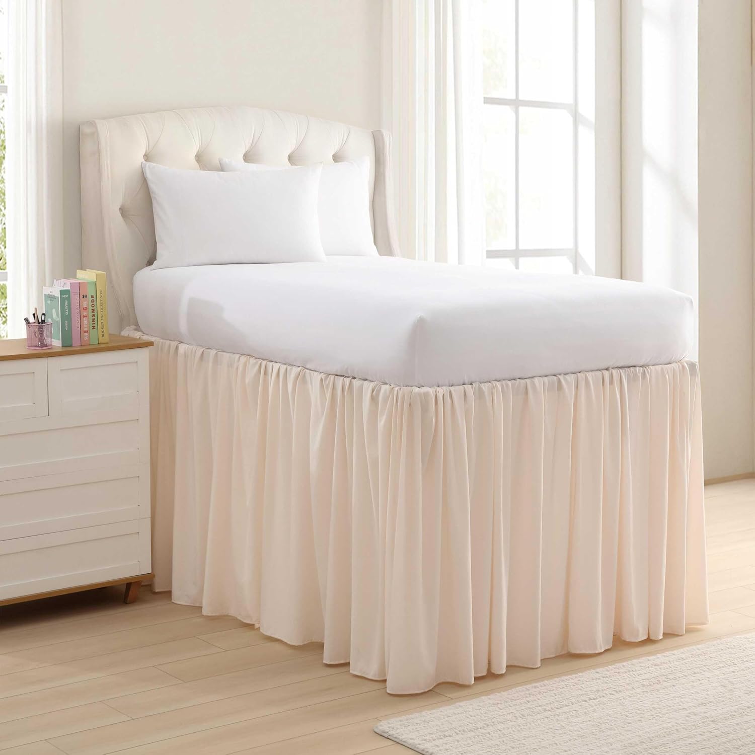 Laura Ashley Pink Twin XL Bed Skirt - Wrinkle-Resistant Microfiber, 42" Drop, Tailored 3-Sided Design for Dorm & Bedroom