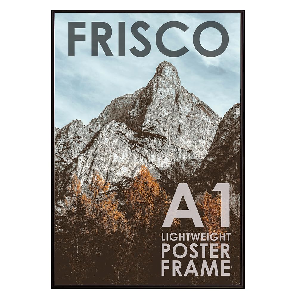 Kenro Frisco Plastic Picture Frames (Box of 1) - A1 / 59.4x84.1cm Wall Hanging Stylish Photo Frame with Acrylic Front - Black