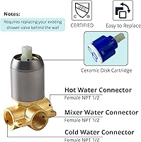 Vista 5 de Manija de válvula de ducha, kit de llave mezcladora de ducha de baño, válvulas de control de ducha de montaje en pared, válvulas rugosas de tina