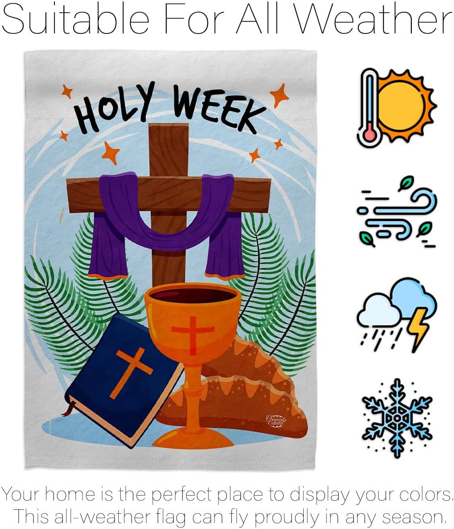Holy Week House Flag Religious Faith Hope Grace Peace Dove Christian Religion Easter Decoration Banner Small Garden Yard Gift Double-Sided, Made in USA