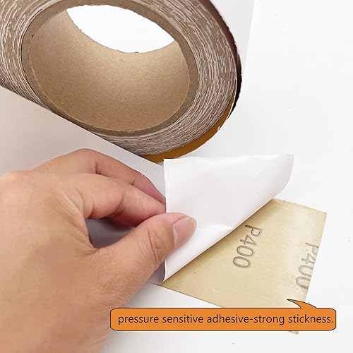 Miniatura 5 de Rollo de papel de lija autoadhesivo de grano 400, papel de lija adhesivo de 2-34 pulgadas x 20 yardas, rollo de papel de lija de óxido de aluminio