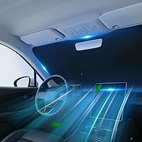 Vista 9 de Parasol para parabrisas, parasol reflectante para parabrisas de automóvil con recorte de espejo, bloquea el 99% de los rayos UV y mantiene