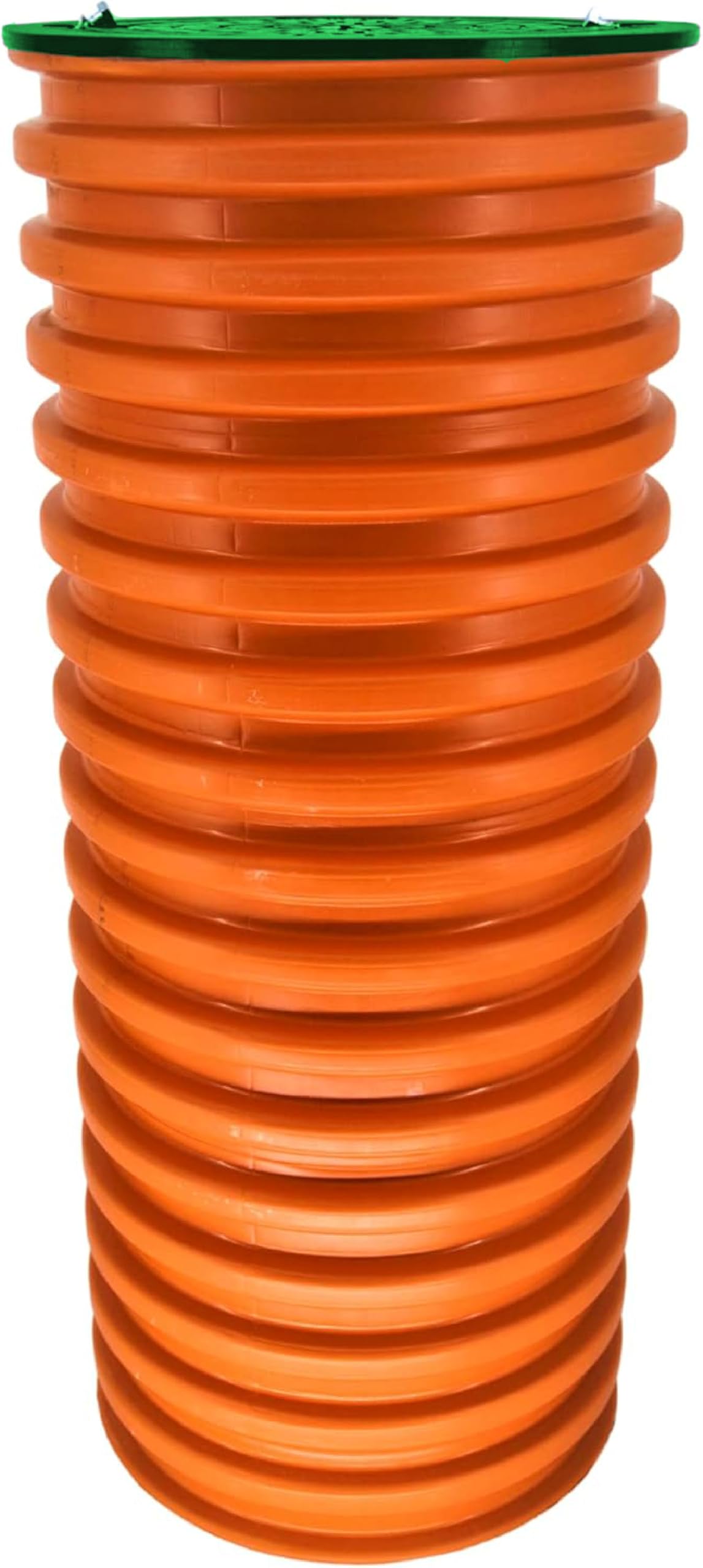 Megaastore KG Steigrohr Schachtrohr Wellrohr DN315 Länge 0,5m bis 1m Kanalschacht Kanalrohr Abwasser (DN 315) | mit PP Schachtdeckel, Abdeckung DN315 Druckklasse A15 Grün (1 m Rohr mit Deckel)