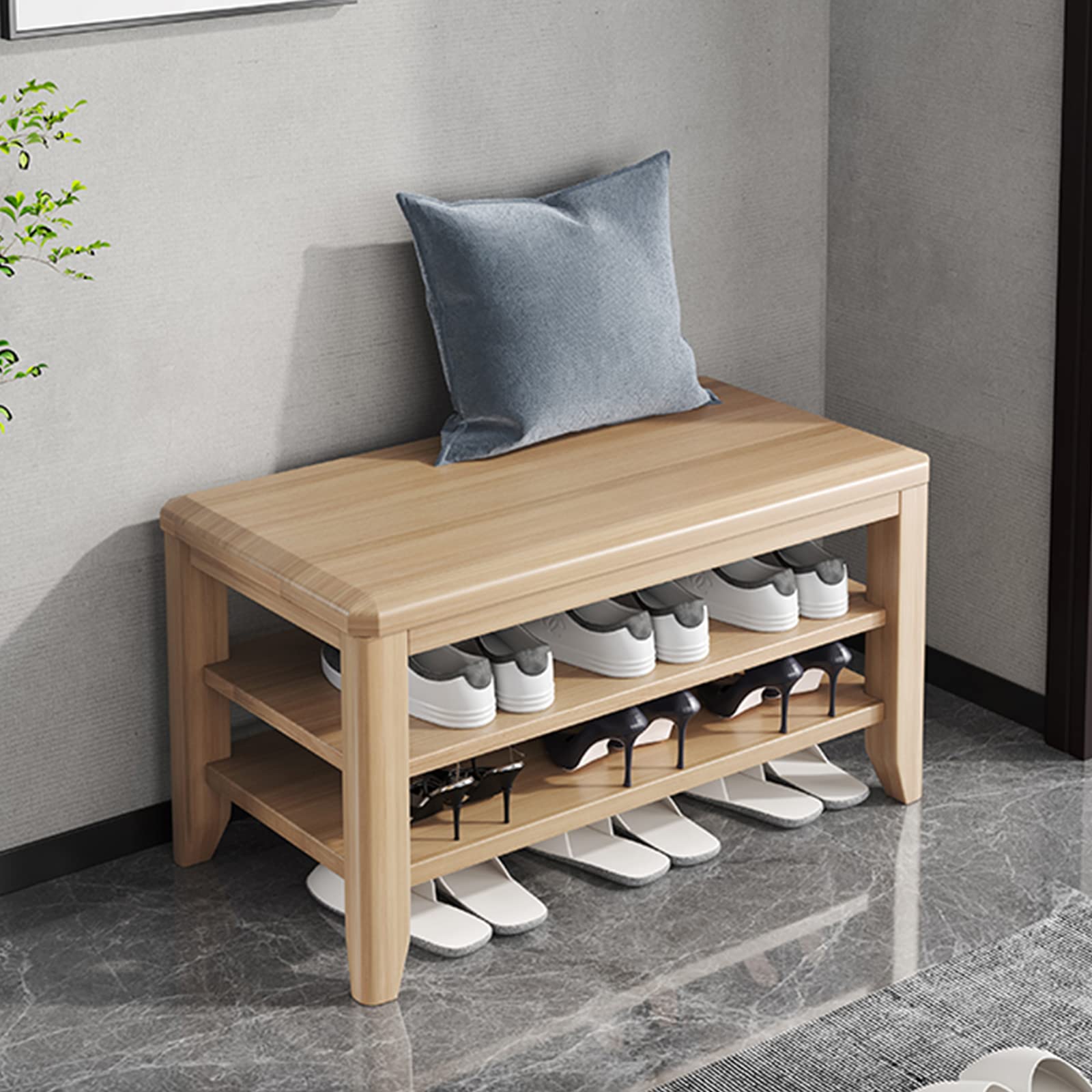 Banc à chaussures en bois massif moderne de 80 cm pour entrée élégante