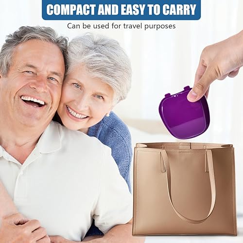 Miniatura 84 de Paquete de 2 cajas de baño para dentaduras postizas, contenedor de almacenamiento con cesta coladora para limpieza de viajes (azul claro y azul)