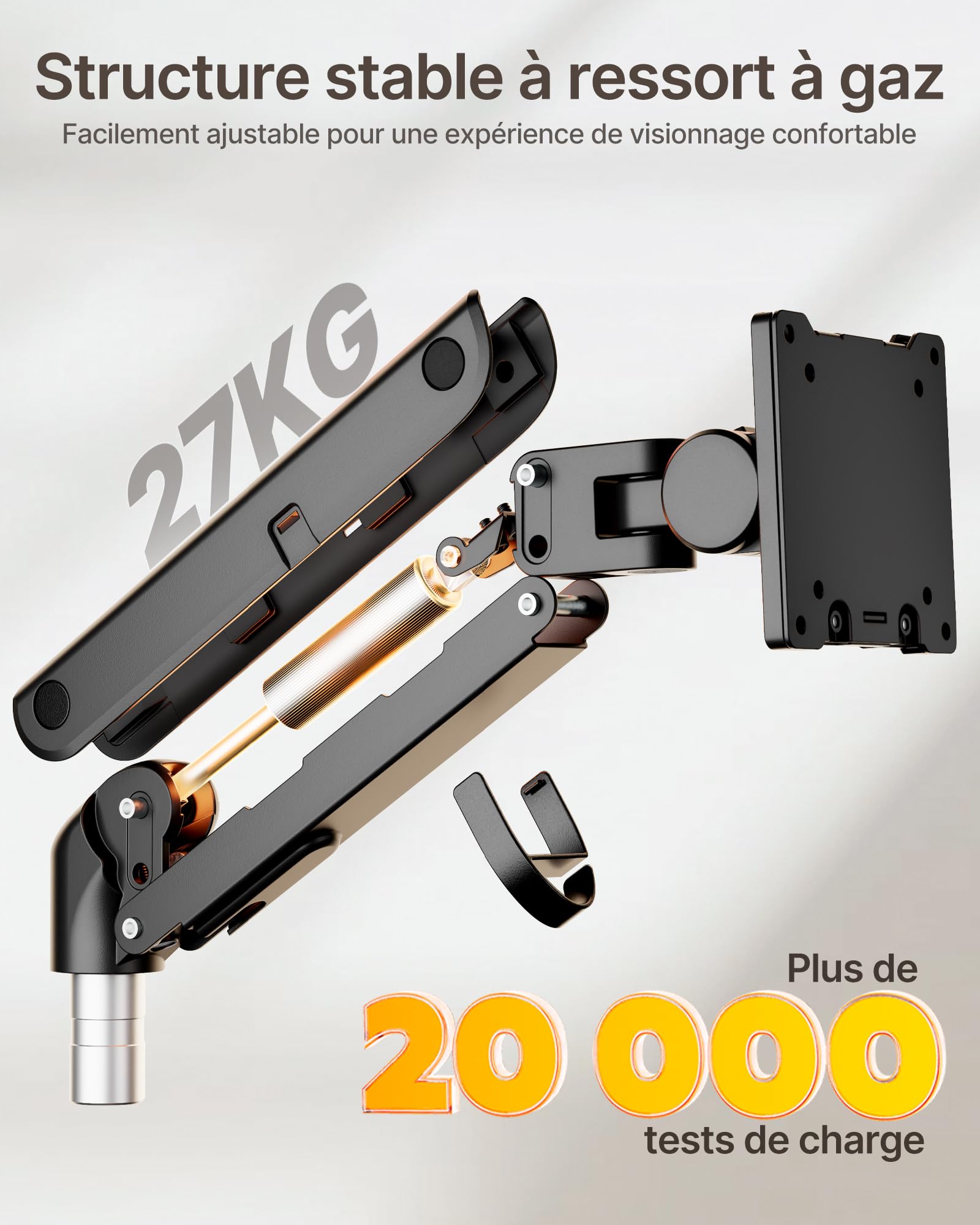 monTEK Bras Double Ecran PC17 à 57",VESA75/100,Charge Max 27Kg par Ecran