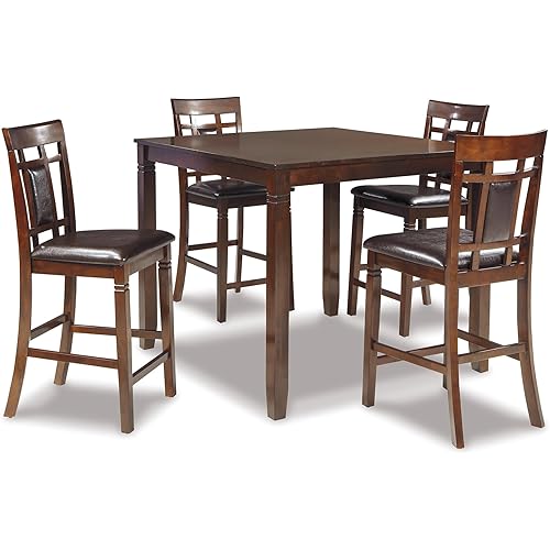 Signature Design by Ashley Bennox 5 Piece Counter Height Dining Set, Includes Table & 4 Barstools, Brown