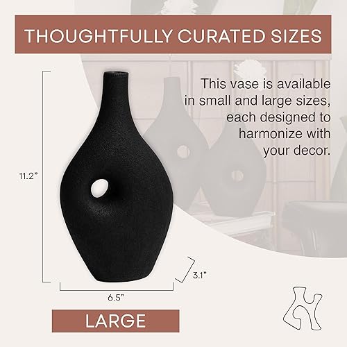 Miniatura 5 de Silke Genie - Jarrón decorativo moderno grande, color negro