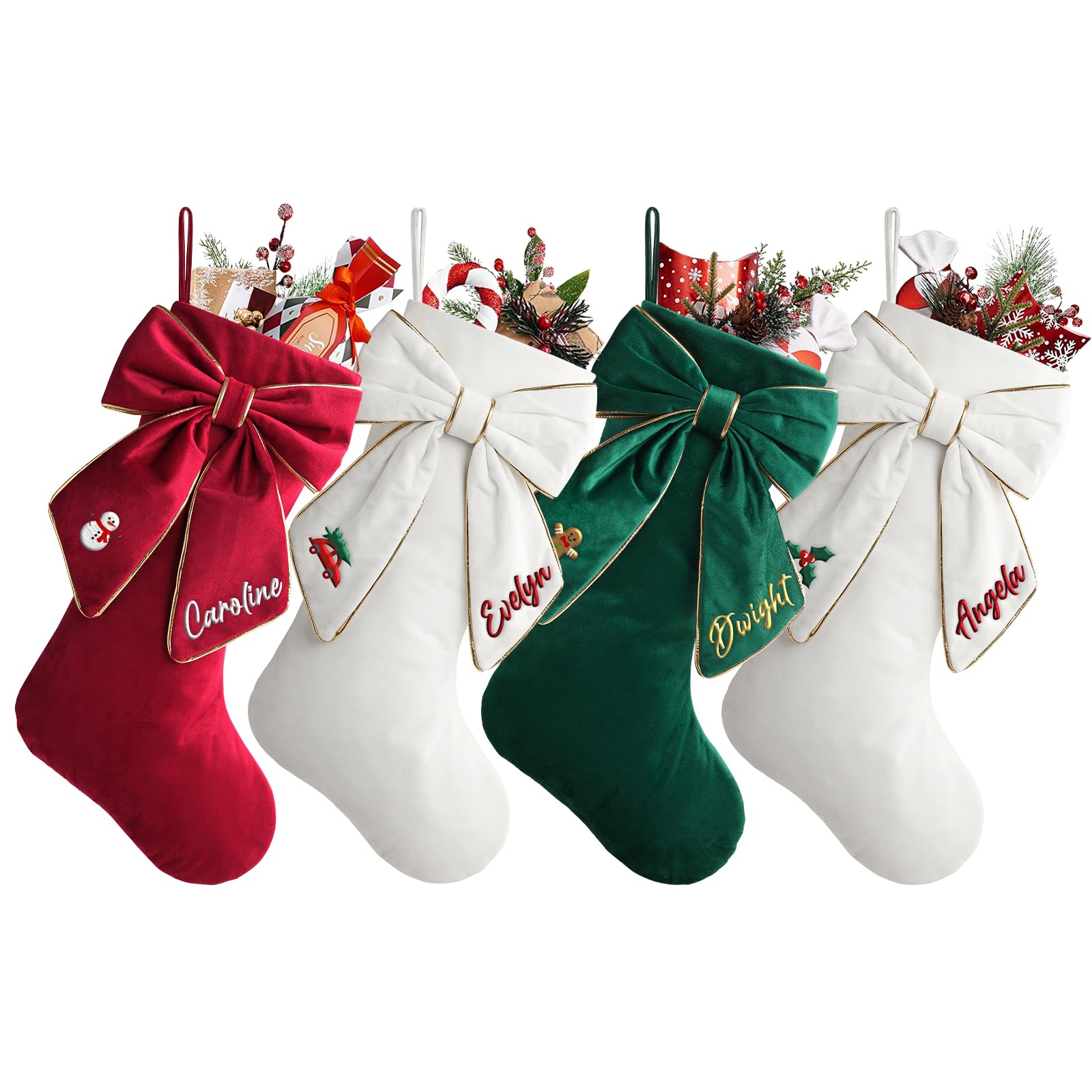 Personalised Bow Christmas Stockings 18" Large Knit Xmas Hanging Stocking