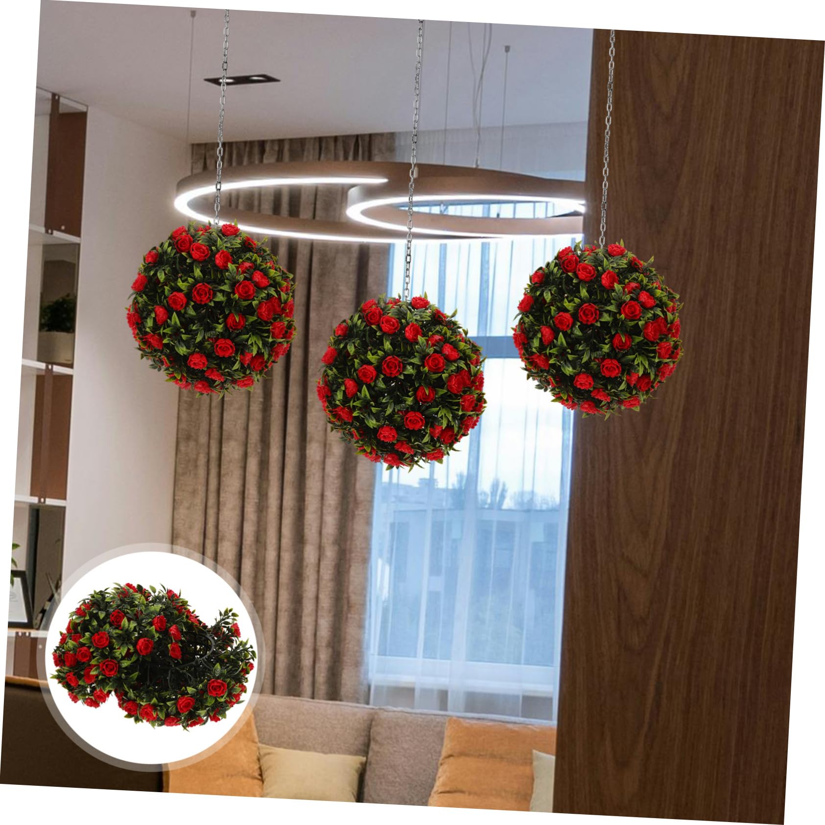 Cabilock 3piezas Bola De Topiario Artificial De Eucalipto Decoración Redonda De Flores De Césped para Bodas Eventos y Hogar