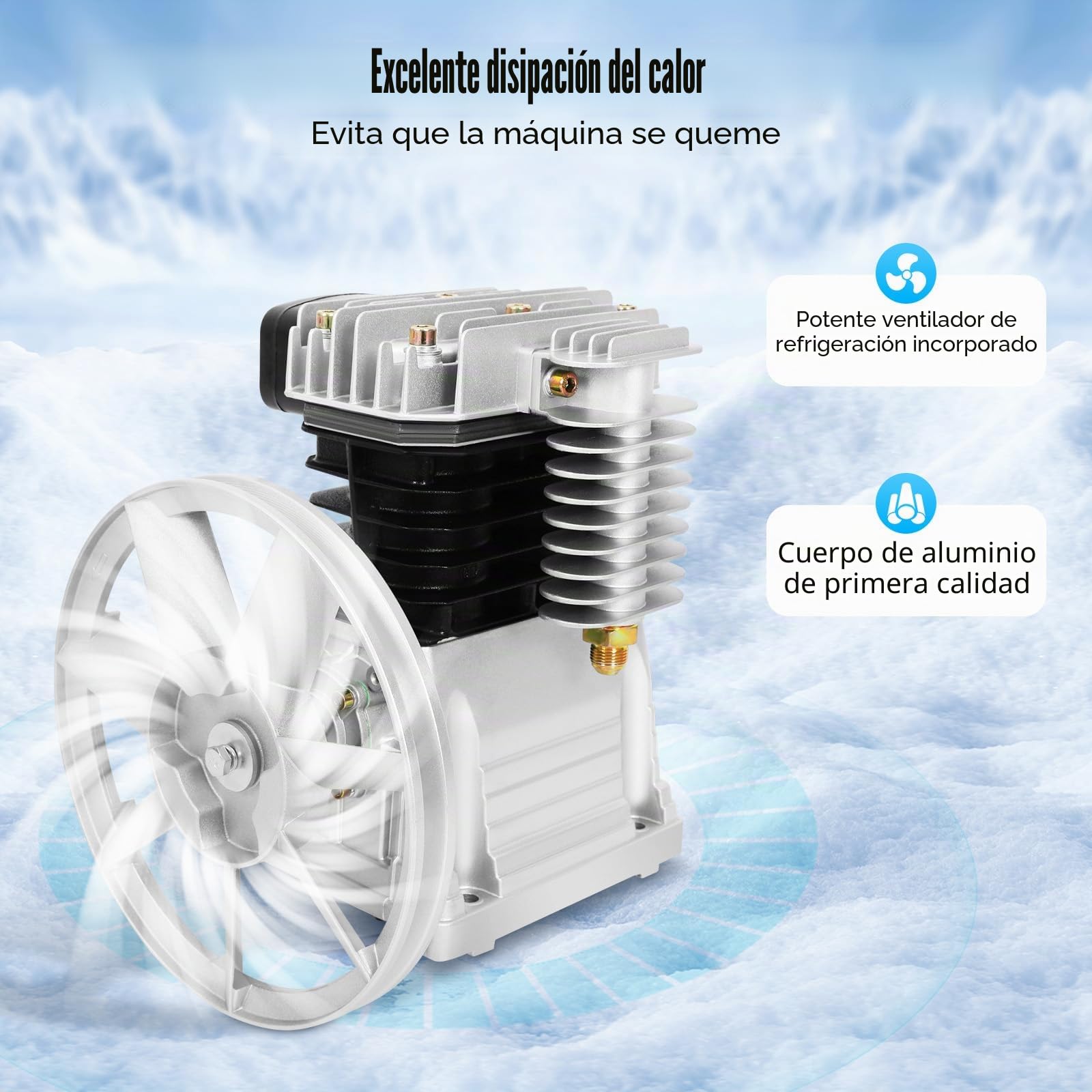 Kit de compresor de aire 3.0 HP de 2 cilindros, compresor de aire, presión de aire, máx. 420 litros/minuto
