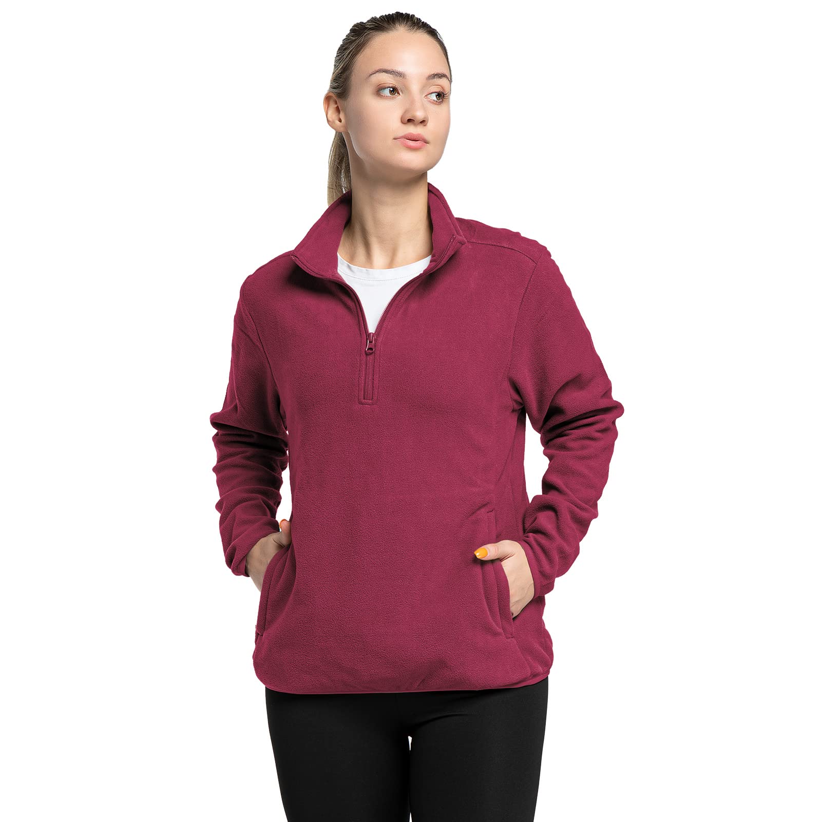 33,000ft Damen Fleece Pullover mit Halbreißverschluss Fleeceshirt Winter Warm Ski-Pullover Microfleece Atmungsaktiv Fleecepulli für Reisen Wandern Skifahren