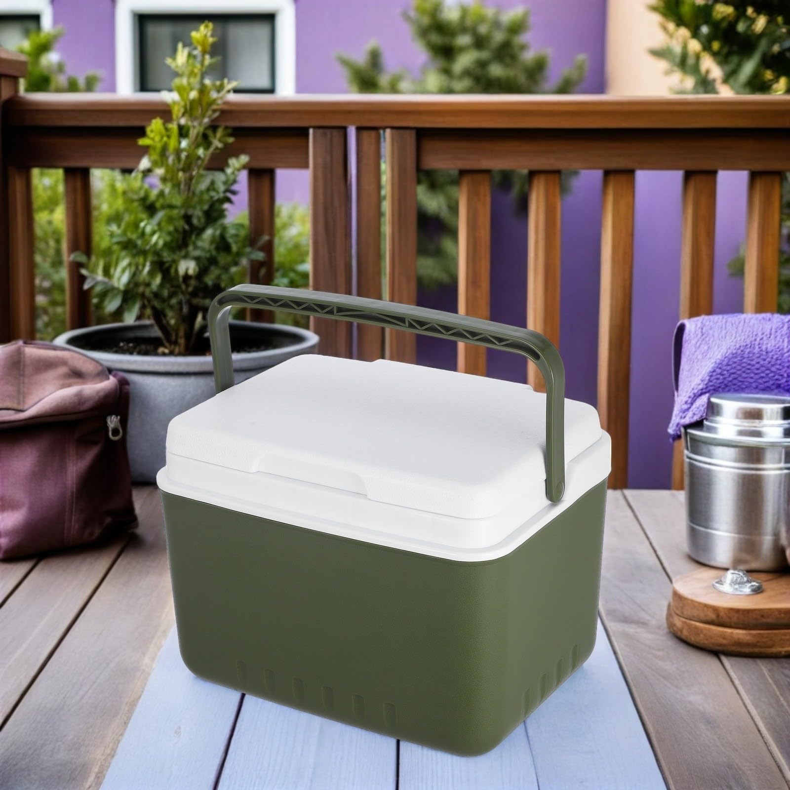 Borsa Termica Portatile 9l per Bevande e Alimenti Verde | Pe, Pp e Polistirene, Ritenzione del Ghiaccio, per Viaggi su Strada e Barbecue
