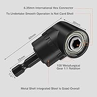 Vista 3 de Juego de 4 adaptadores de enchufe de impacto de 90 grados, accesorio de taladro de ángulo recto giratorio de 360° de 1/4 3/8 1/2 pulgadas, adaptador