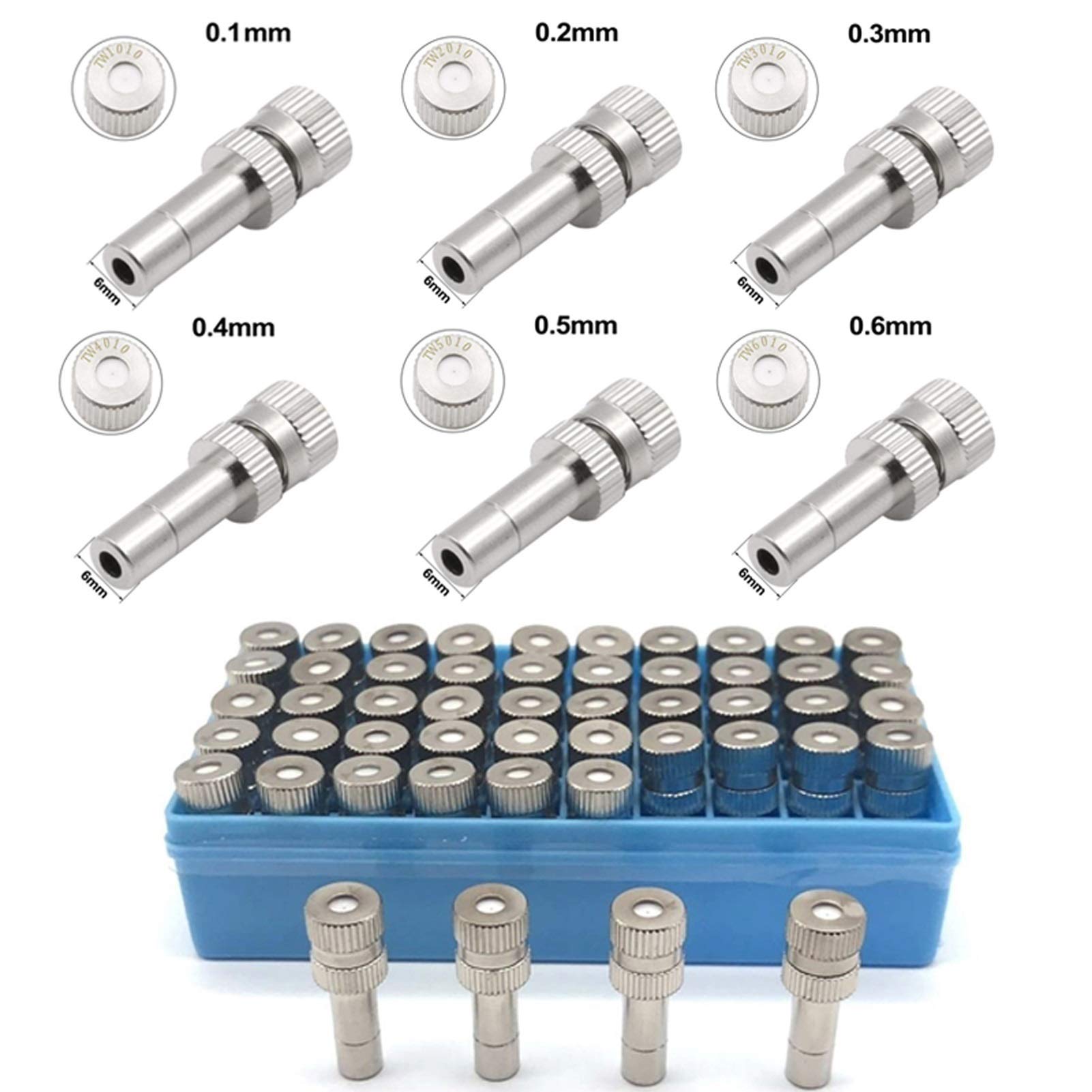 Cabezales de nebulización de conexión rápida de 6 mm, boquillas de nebulización para sistema de refrigeración, boquillas de nebulización de agua, boquillas de rociado de niebla de acero inoxidable p