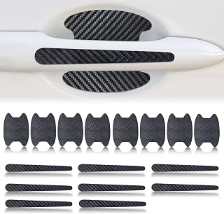 Ajxn 16 PCS Car Door Handle Scratch Protector Car Door Handle Sticker Cover Scratches Protective Films Car Door Handle Cup Protector Films (Carbon Fiber Black)
