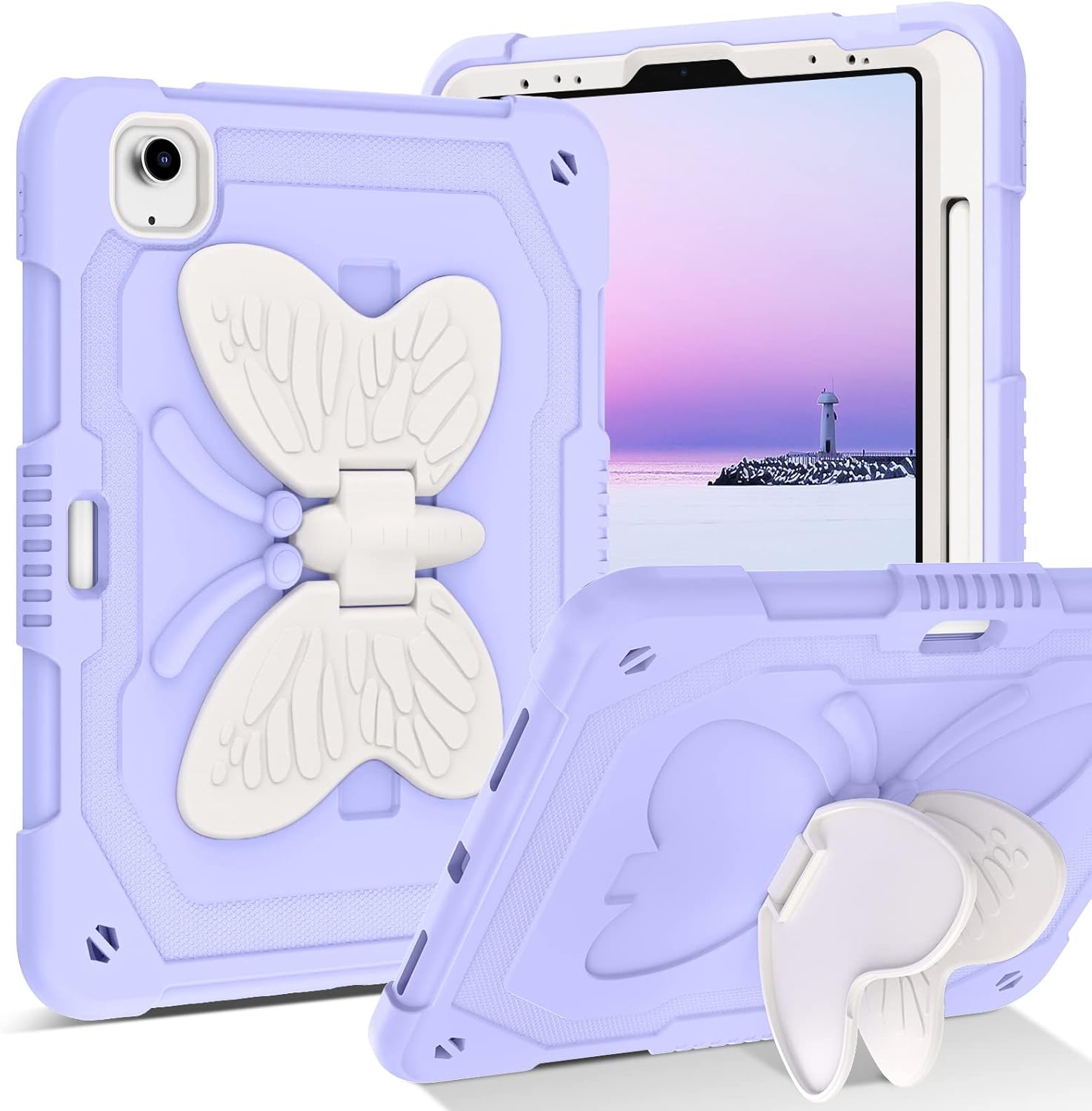 BENTOBEN for iPad Air 5th/4th Generation Case, for iPad Pro 11 inch Case 2021/2020/2018 with Pencil Holder 2 in 1 Heavy Duty Rugged Shockproof Kickstand Hybrid Protective Tablet Cover, Purple