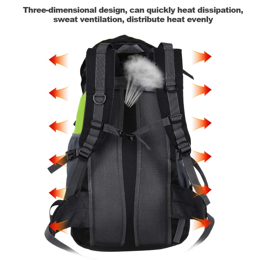 Kletter-Tagesrucksack, 50 l, regenfeste Polyester-Tasche, Rucksack mit großem Fassungsvermögen für Outdoor-Reisen, Camping, Klettern, Wandern (Verde)