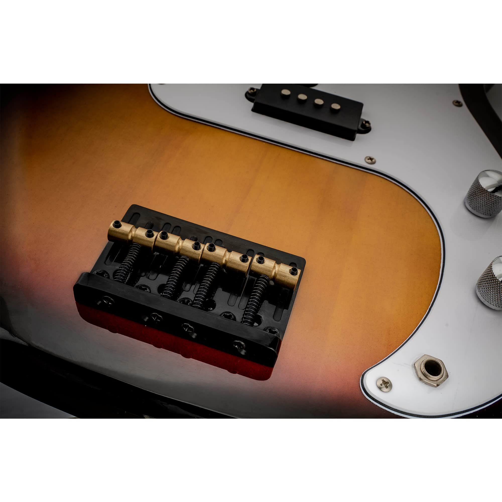 Vier 4 Strings Elektrische Basbrug Met Messingzadels Voor Precisie Bas Chroom Zilver Zwart Elektrische Gitaar Brug (Color : Black