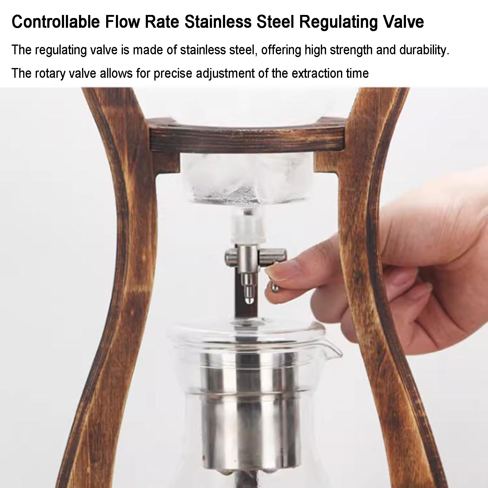 Cafetera de infusión fría, torre de café de goteo de hielo, filtro de acero inoxidable, gran capacidad de 800 ml, control de caudal, prepara 4-6 tazas, ideal para cafeterías