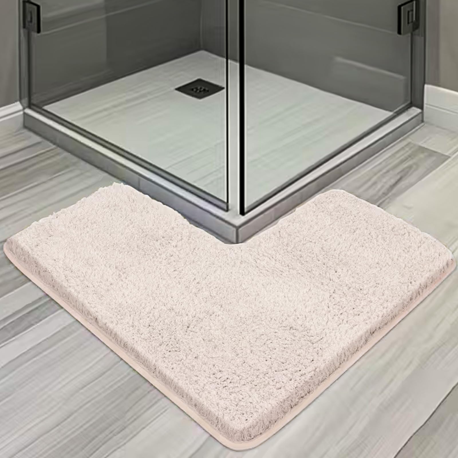 CECOMBINE Tappetino da bagno a forma di L, tappetino da doccia angolare in microfibra, antiscivolo, assorbente, con fondo antiscivolo, dimensioni interne 80 x 80 cm, tappeto per bagno, vasche, casa