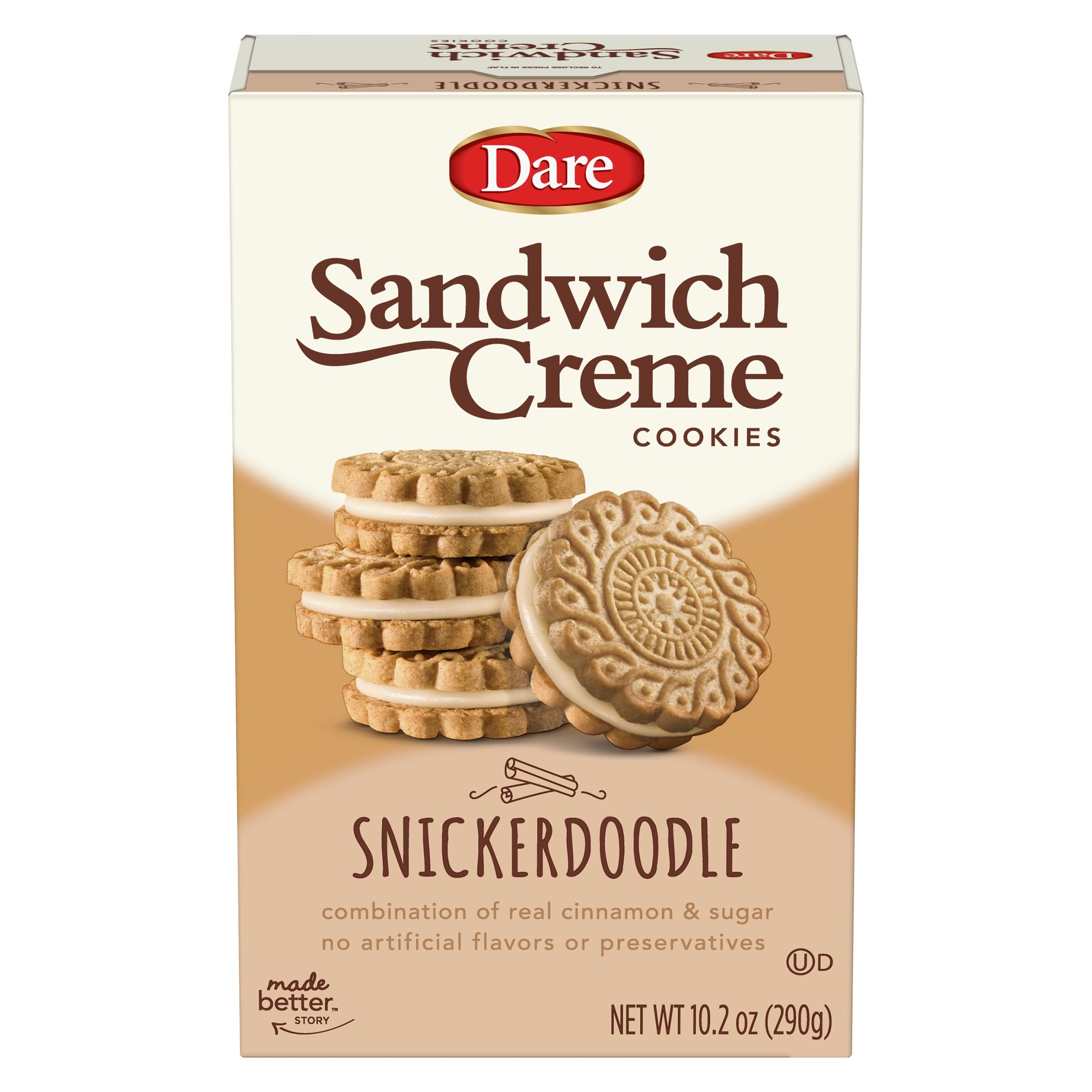 Sandwich Crème Snickerdoodle - A Satisfying Crunchy Cookie with Melt-In-Your-Mouth Crème Filling Made with Real Cinnamon That's Perfect for Snacking, Sharing, and Entertaining 10.2oz