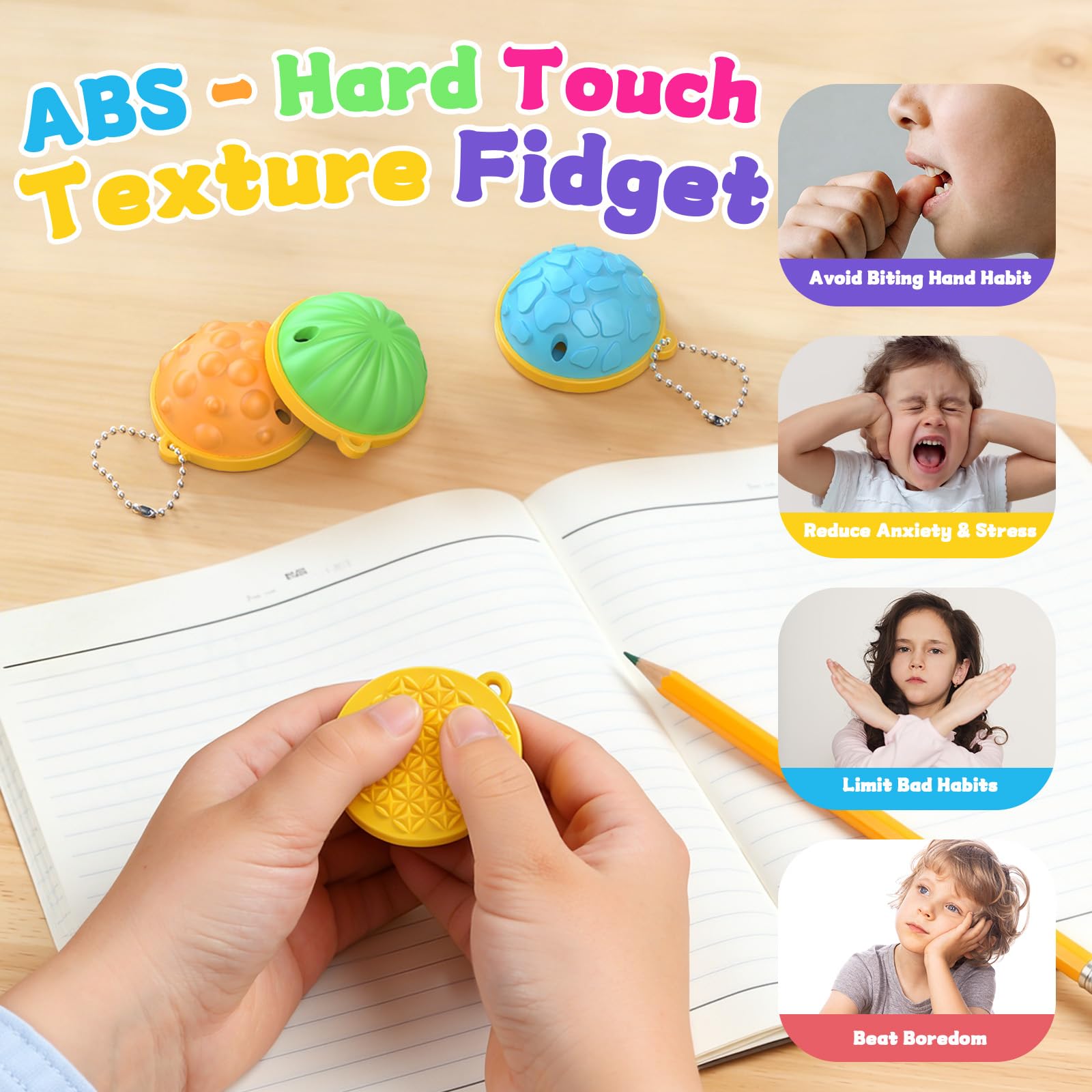 Sensory Fidget Toys Half Ball Keychain for Kids & Adults, 6 Pack Worry Dome Fidgets Toy for Autism ADHD - Image 4