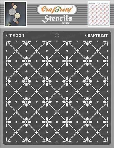 CrafTreat Plantillas reutilizables con patrón de puntos para pintar en madera, azulejos, lienzo, papel, tela y piso, plantilla de flores de