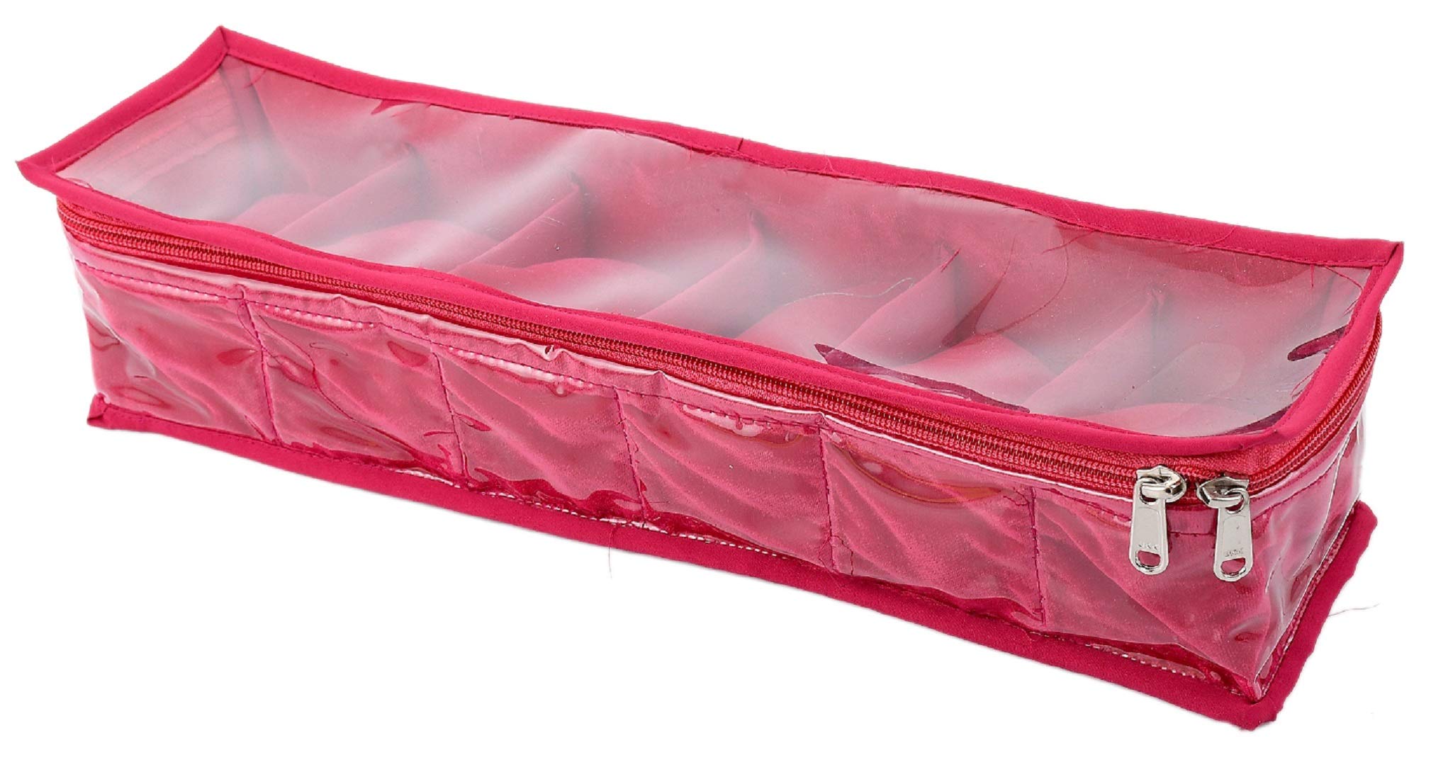 Kuber IndustriesKuber Industries Watch Case/Wrist Watch Holder/Watch Organizer/Bracelet Pouch Transparent Top Watch Case with 6 Roll (Pink) -CTKTC39125