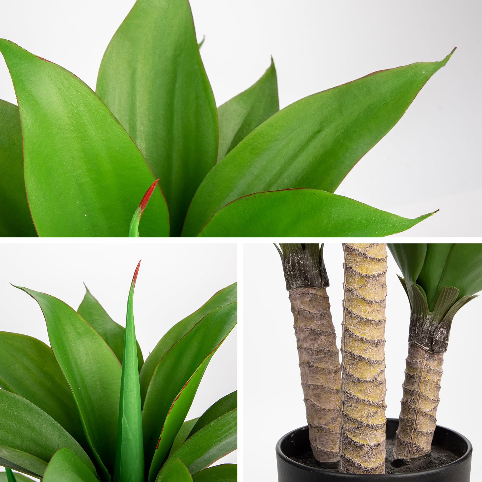 Hollyone Plante d'agave artificielle de 60 cm - Plante d'intérieur - Plante artificielle en pot - Plante verte pour décoration de table, bureau, maison, salle de bain, décoration intérieure
