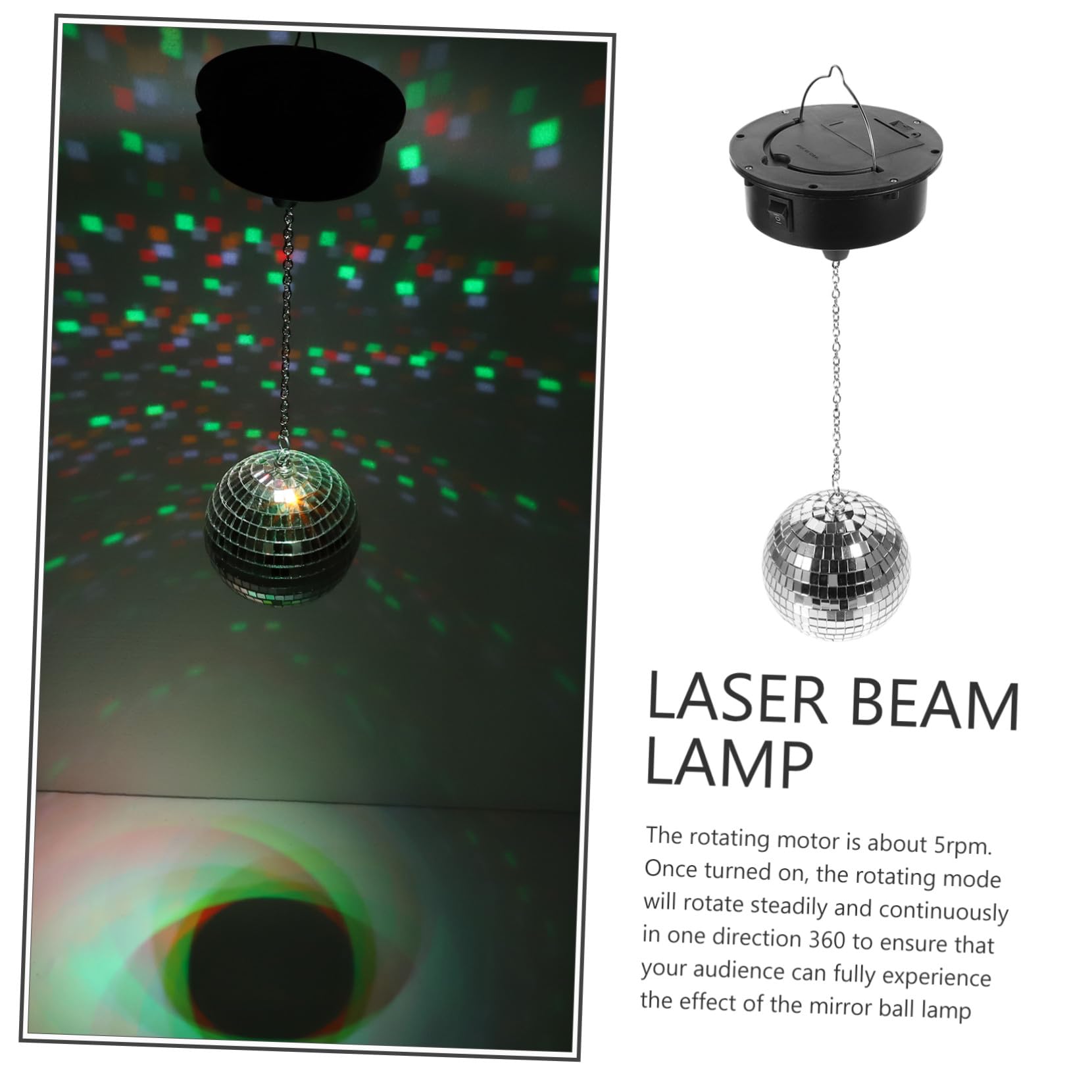 SOIMISS Boule Disco Rotative à Facettes en Plastique Argenté Légère Mode Constant et Rotation, pour Club et Bar, Décoration Lumineuse pour Fêtes