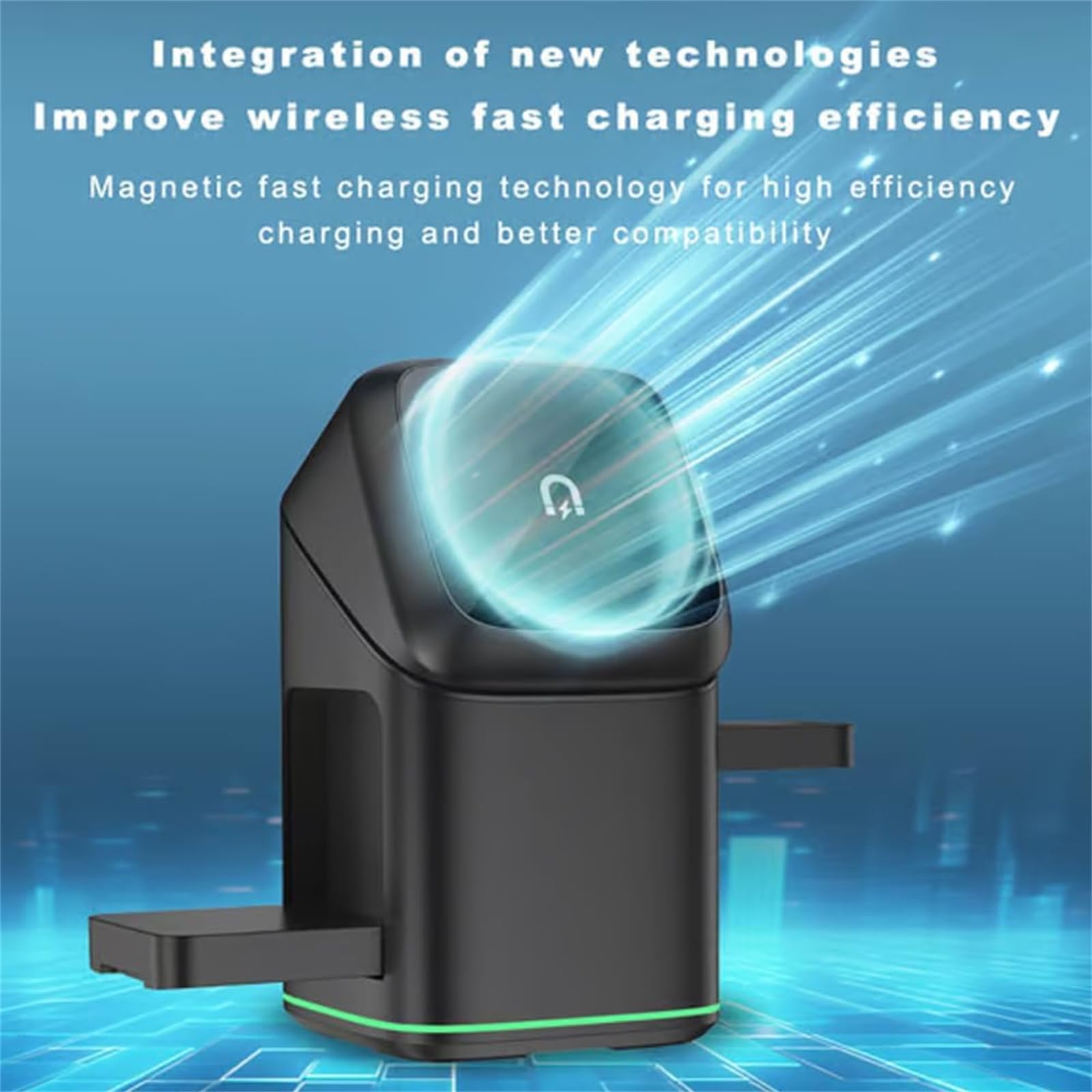 Subsistenceed Chargeur sans fil 3 en 1, station de charge tactile multi-appareils de subsistance, charge multi-appareils sans fil tactile (noir)
