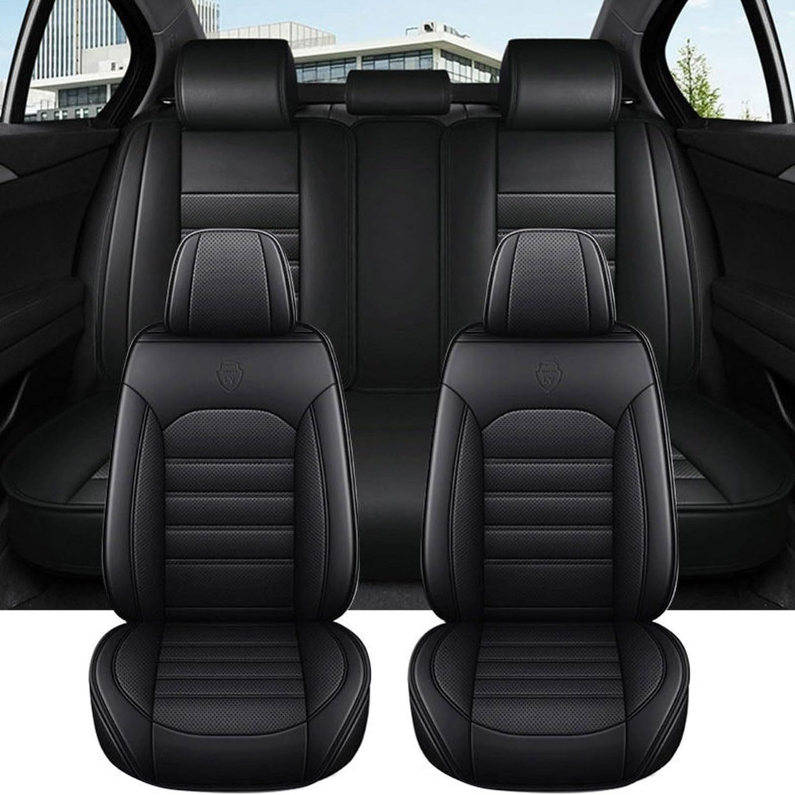 5 Unidades Fundas Asientos Coche para Kia Sportage 2020-2025, Fundas Asientos Coche de uero PU Dobladillos Elásticos Funda Universal Accesorios Interiores Automóviles, para interior de automóviles