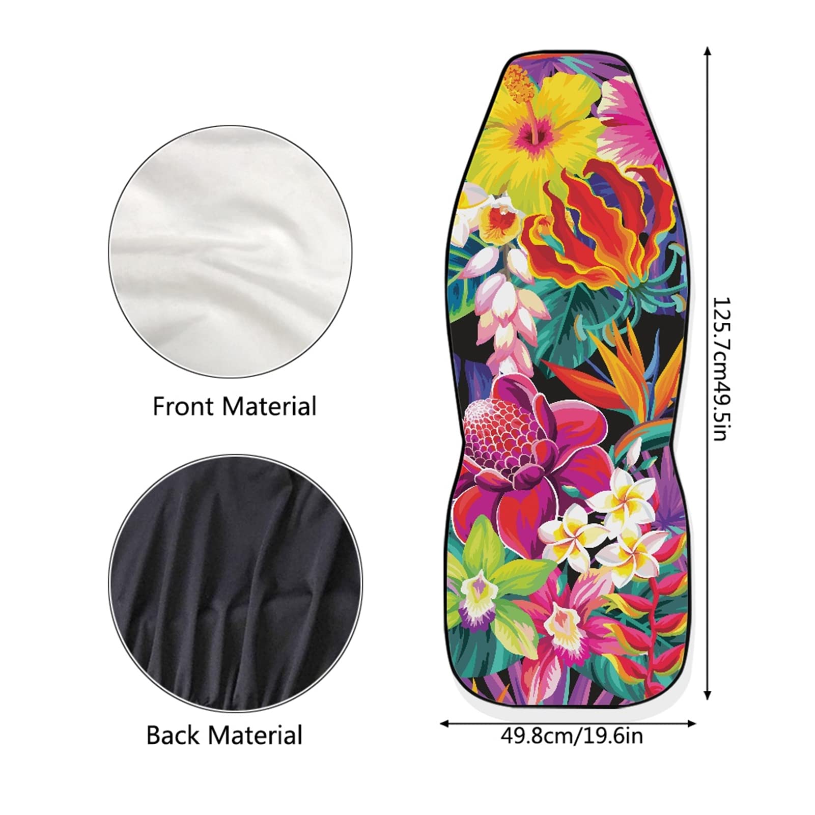 Forchrinse Juego de 2 fundas universales para asiento de coche, diseño de flor de hibisco con hojas de flores y fundas de asiento delantero, estilo bohemio, tropical, cubeta