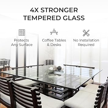 Fab Glass and Mirror Custom Cut Rectangle 1/4, 1/8. 5/32, 3/16 Thick Clear Furniture Protector with Flat Polish Edge for Coffee Dining Tables Desks