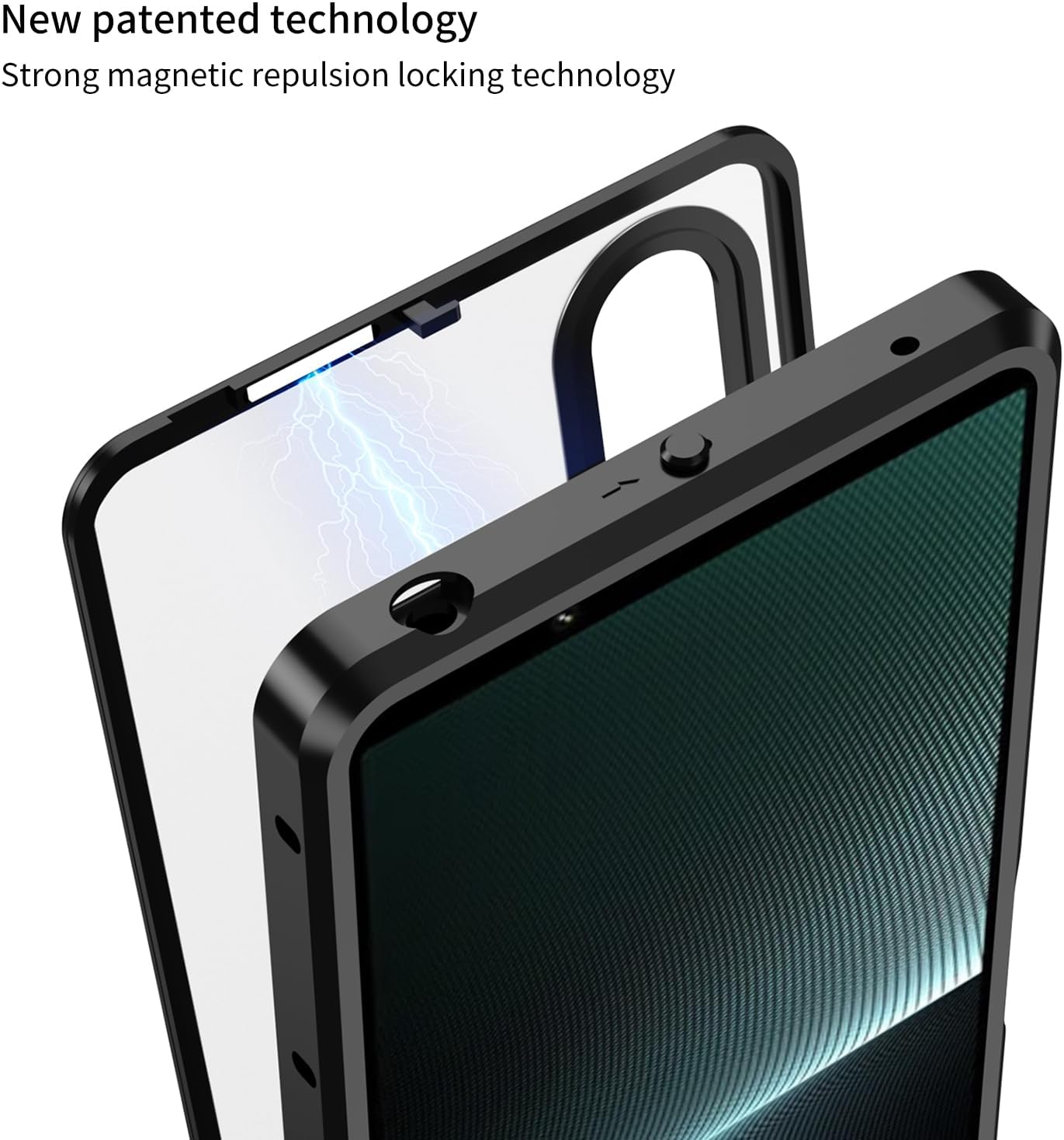 QUIETIP Case Compatible with Sony Xperia 1 V 5G,Metal Frame + PC Frosted Surface Back Cover with Shockproof,Black
