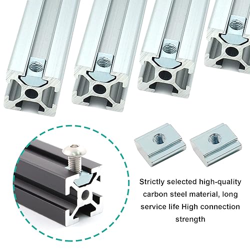 Miniatura 6 de LifCratms 100 tuercas deslizantes en T serie 20 M3, tuercas deslizantes en T de cabeza de martillo para ranura en T para perfil de extrusión de