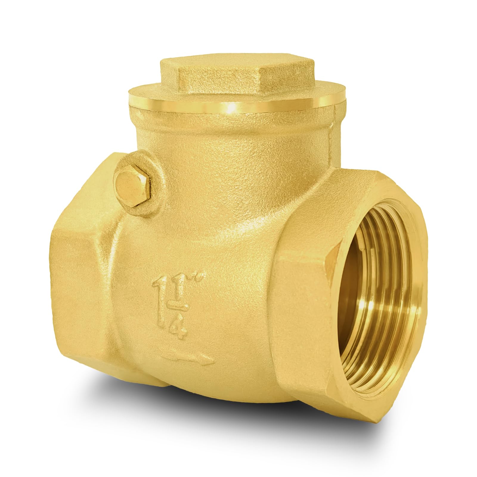 SYWUWV 1 1/4インチ ワンウェイ逆止弁、DN32スイング真鍮チェックバルブ 水の逆流を防ぐ 1 1/4メスねじ 水平燃料油 水 ガス エアチェックバルブ 中程度の逆流を防ぐ