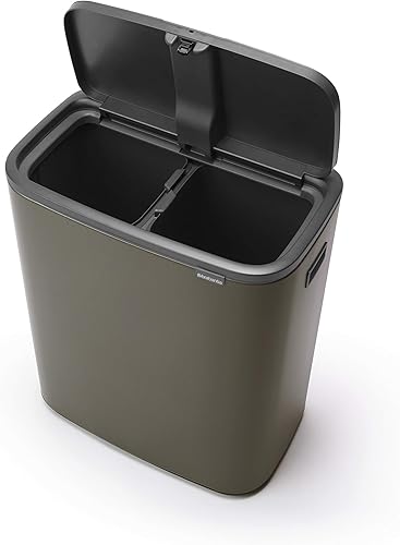 Vista 98 de Brabantia Bo - Cubo de basura – 1 cubo interior de 9.5 galones (acero mate FPP) cubo de basura para residuos/reciclaje, compartimento extraíble +