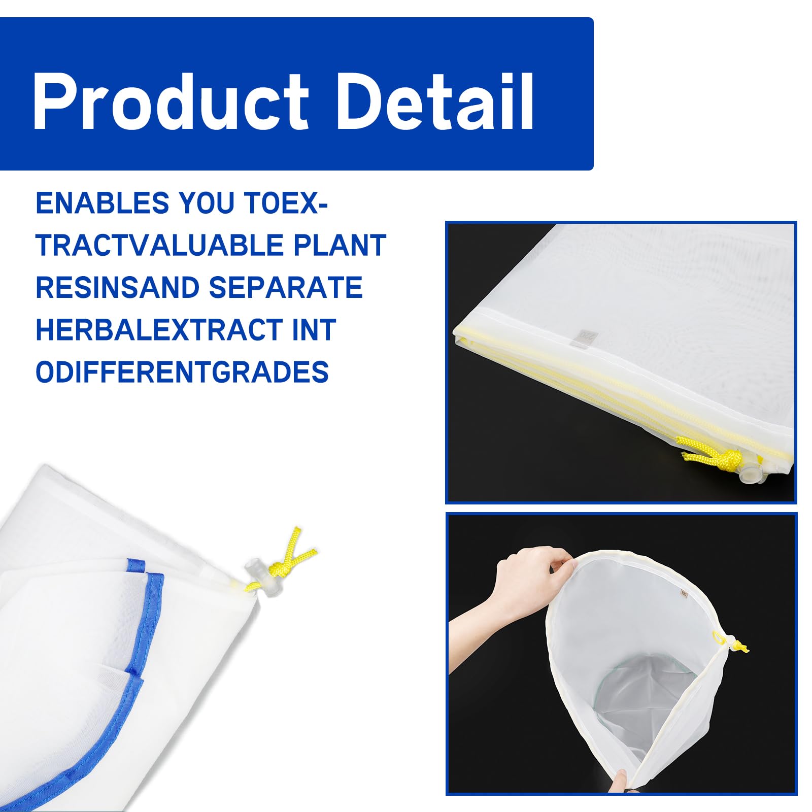 Bubble Bags, Bubble Hash Bag 5 galloni Set di 5 sacchetti, colino per hash con colino pressato, kit di sacchetti per estrazione di erbe e produzione
