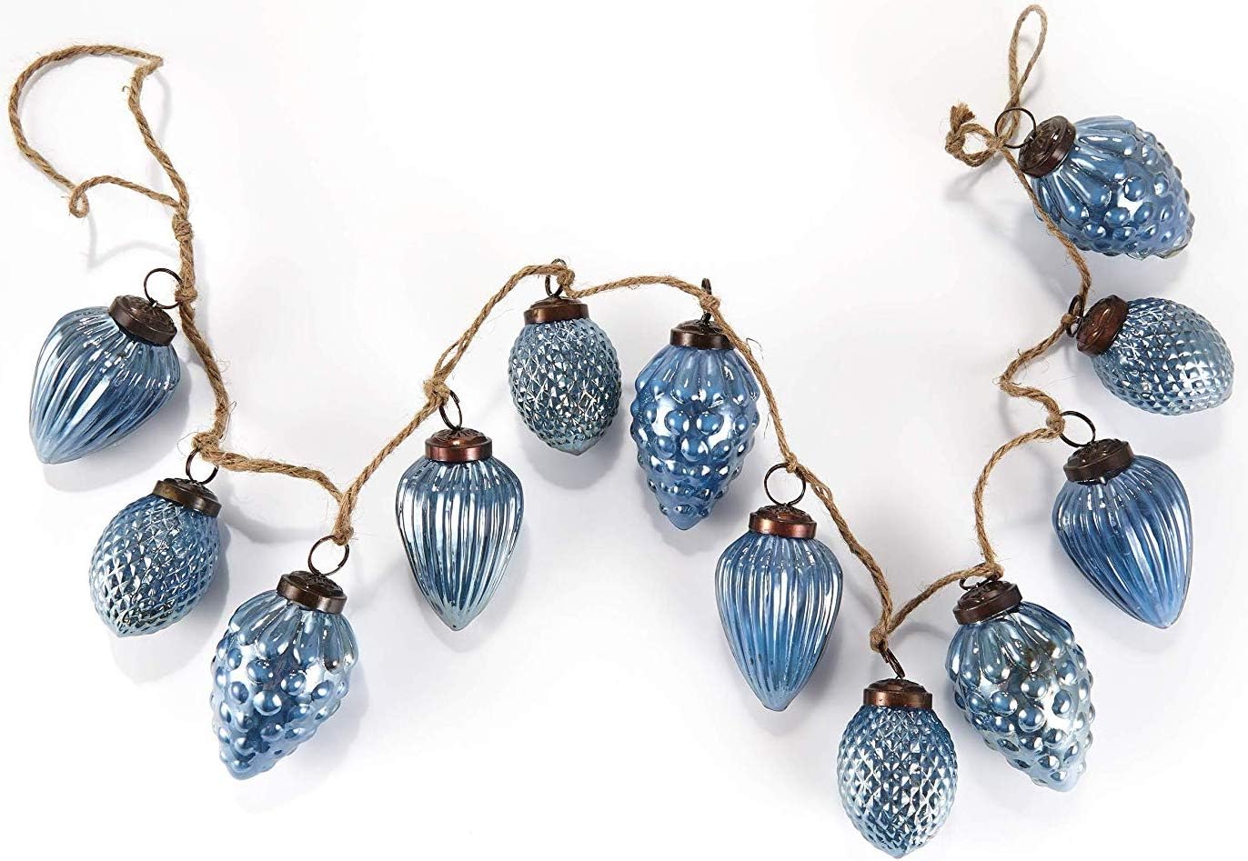 HEITMANN DECO Christmas - Blue glass bead garland in the shape of pine cones - decorative Christmas tree garland - Christmas decoration