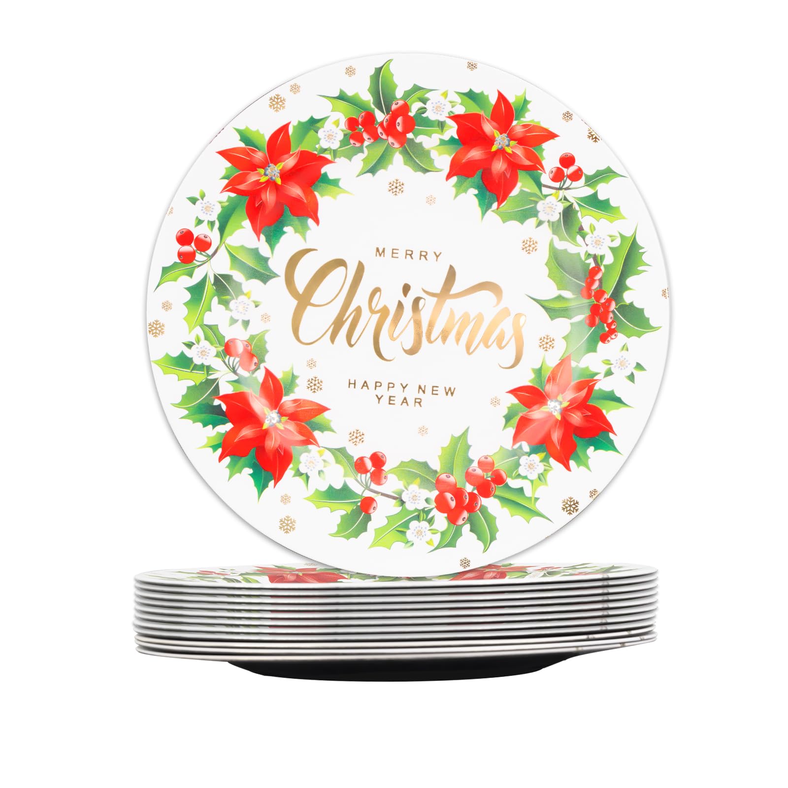 MAONAME 13" Christmas Charger Plates Set of 12, Electroplated Round Chargers for Dinner Plates, White Christmas Plate Chargers for Table Setting, Wedding Decor