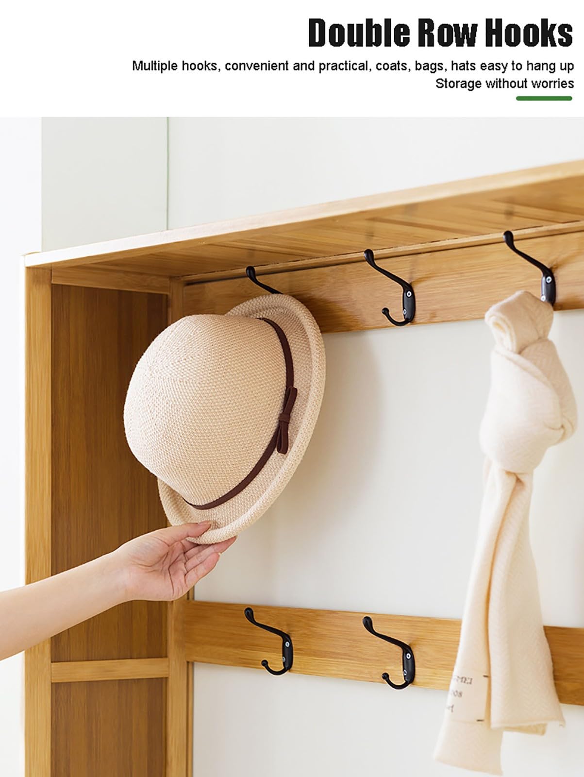 Generico Appendiabiti 3 in 1 con portascarpe e mobiletto per Ingresso, corridoio e Soggiorno - Elegante Organizer con Ganci e Ripiani per l'arredamento della casa