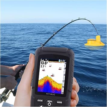 Fish Finders Depth Finders Wireless Portable Fish Finder 45M/147Feet Sonar Depth Waterproof Fishfinder Ocean River Lake for Boat Kayak Sea Fishing Color: FF718LiC-W