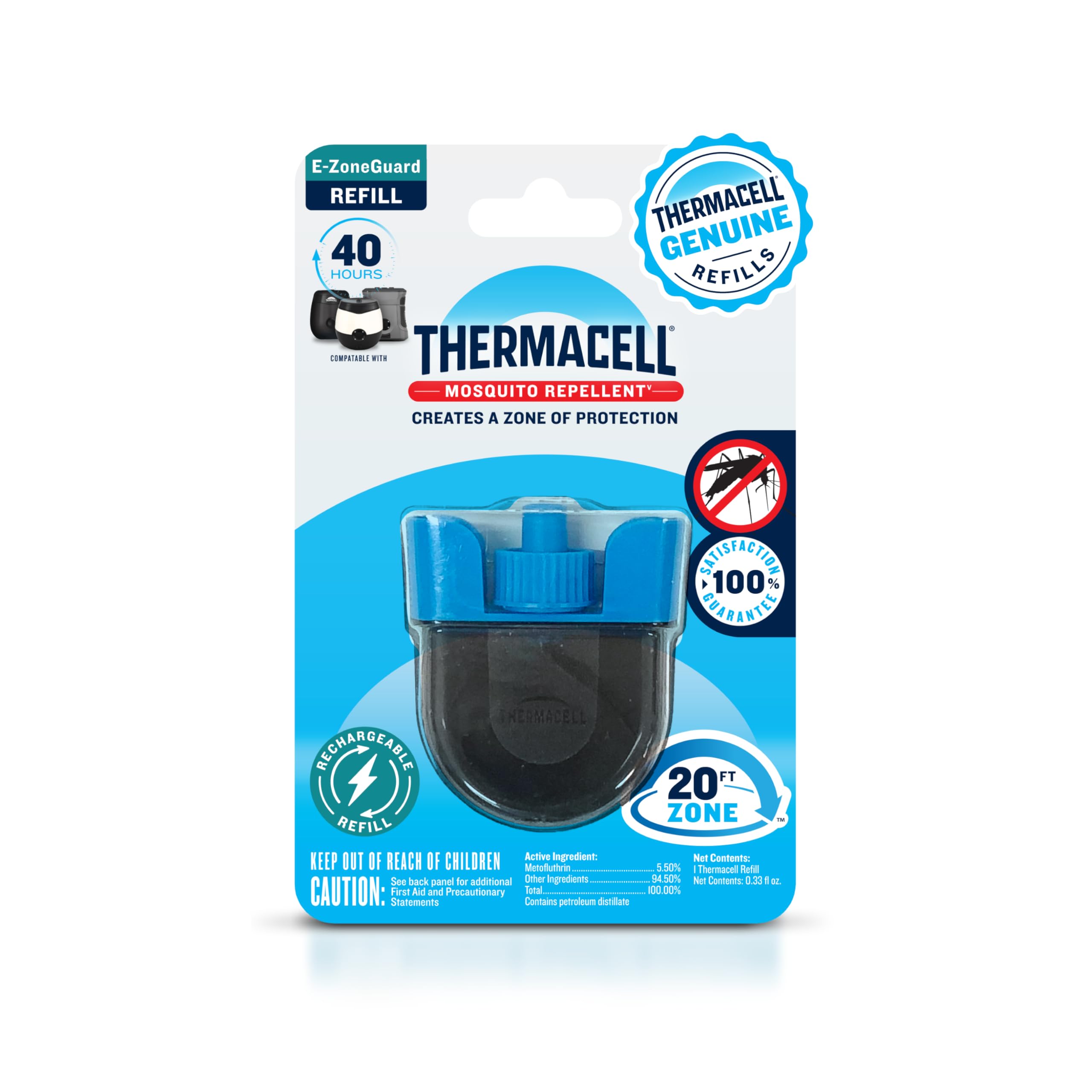 Thermacell Rechargeable Mosquito Repeller Refills; Advanced Repellent Formula Provides 20 Foot Protection Zone; Compatible with Thermacell E-Series & Radius Only; No DEET, Spray or Flame