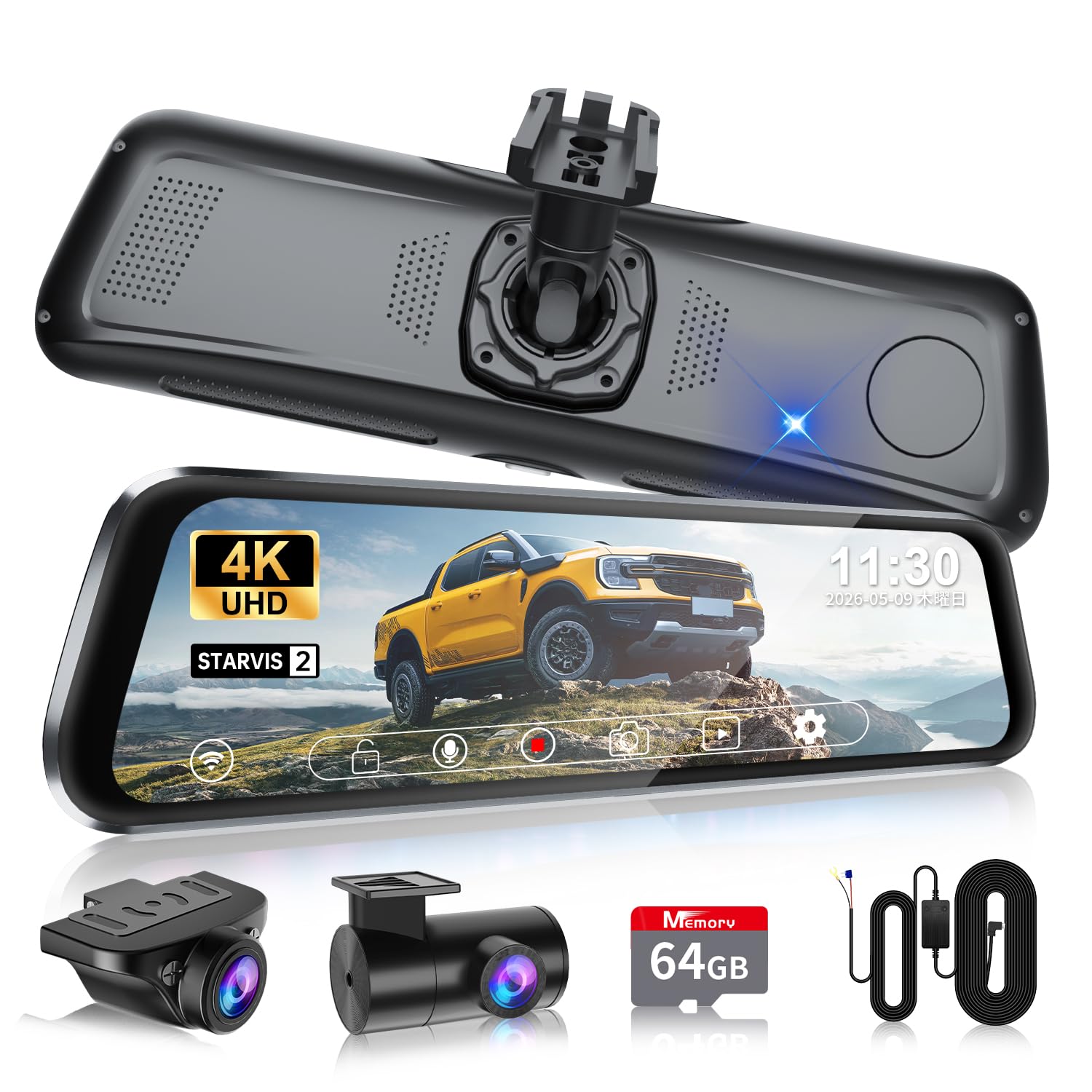 Amazon.co.jp: NZACE 4K ドライブレコーダー ミラー型 前後カメラ