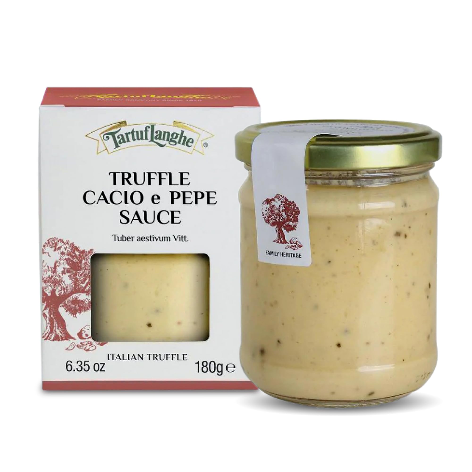 TartufLanghe Cacio e Pepe Truffle Sauce – Authentic Italian Pasta Sauce with Black Truffle & Pecorino Romano Cheese for Risottos, Gnocchi, Ravioli, Imported from Italy - 6.34 OZ (Pack of 1)