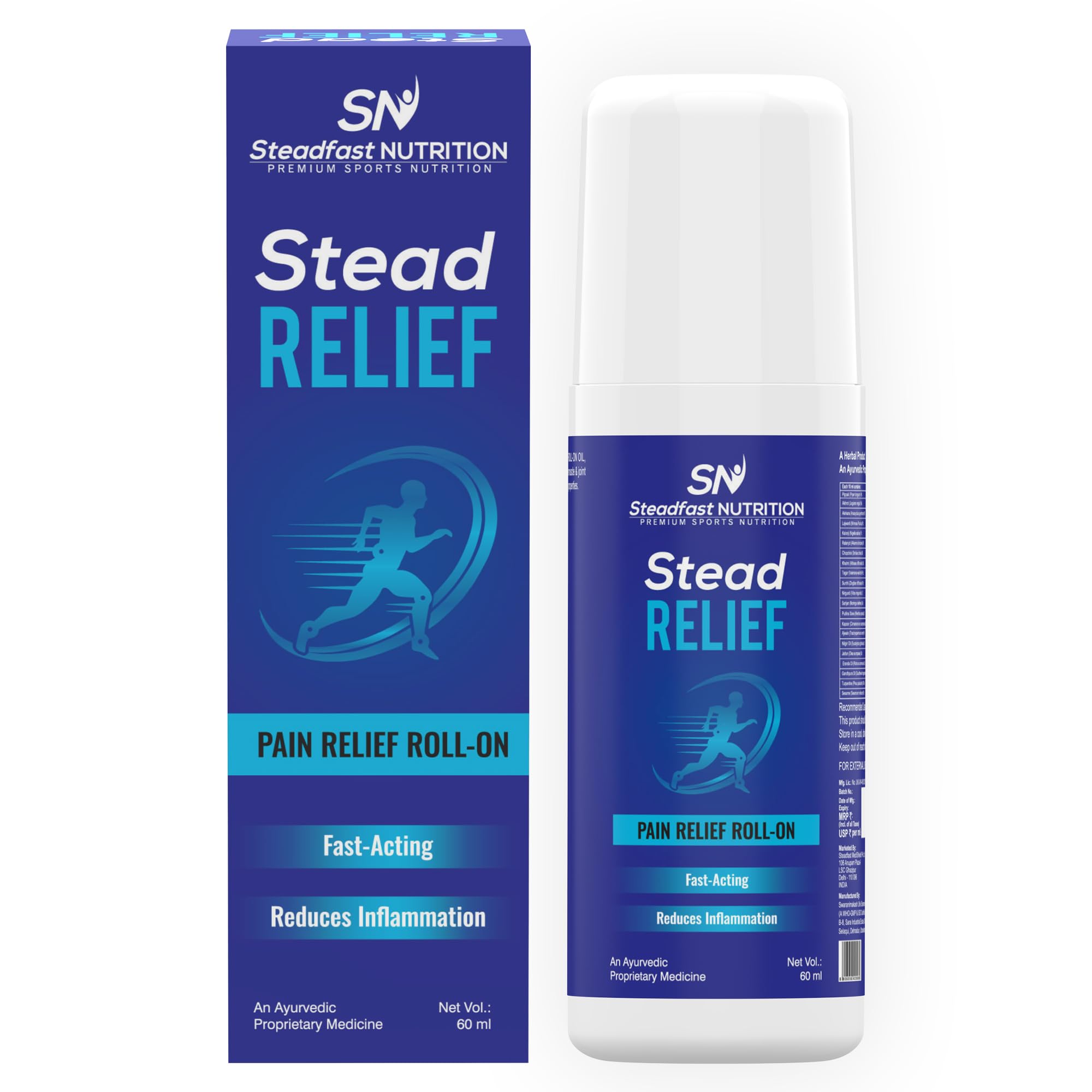 Stead RELIEF Fast Acting and Reduce Inflammation Pain Relief Roll On 60Ml